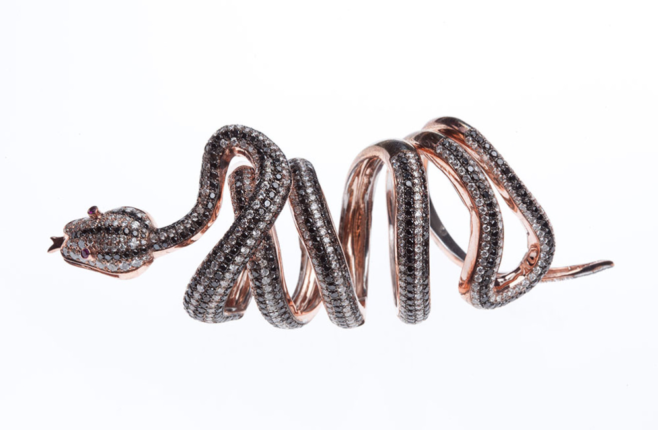 Serpent Black Diamond Ring